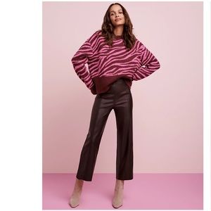 The Petite Faux Leather Easy Straight Crop Pant